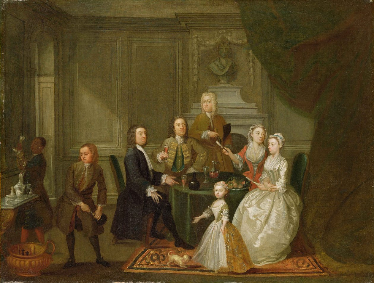 Groepsportret, waarschijnlijk van de familie Raikes, ca. 1730-32 door Gawen Hamilton