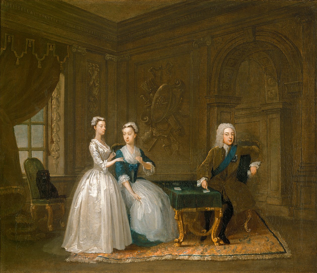 Portret van John Montagu, zijn vrouw en hun jongste dochter door Gawen Hamilton