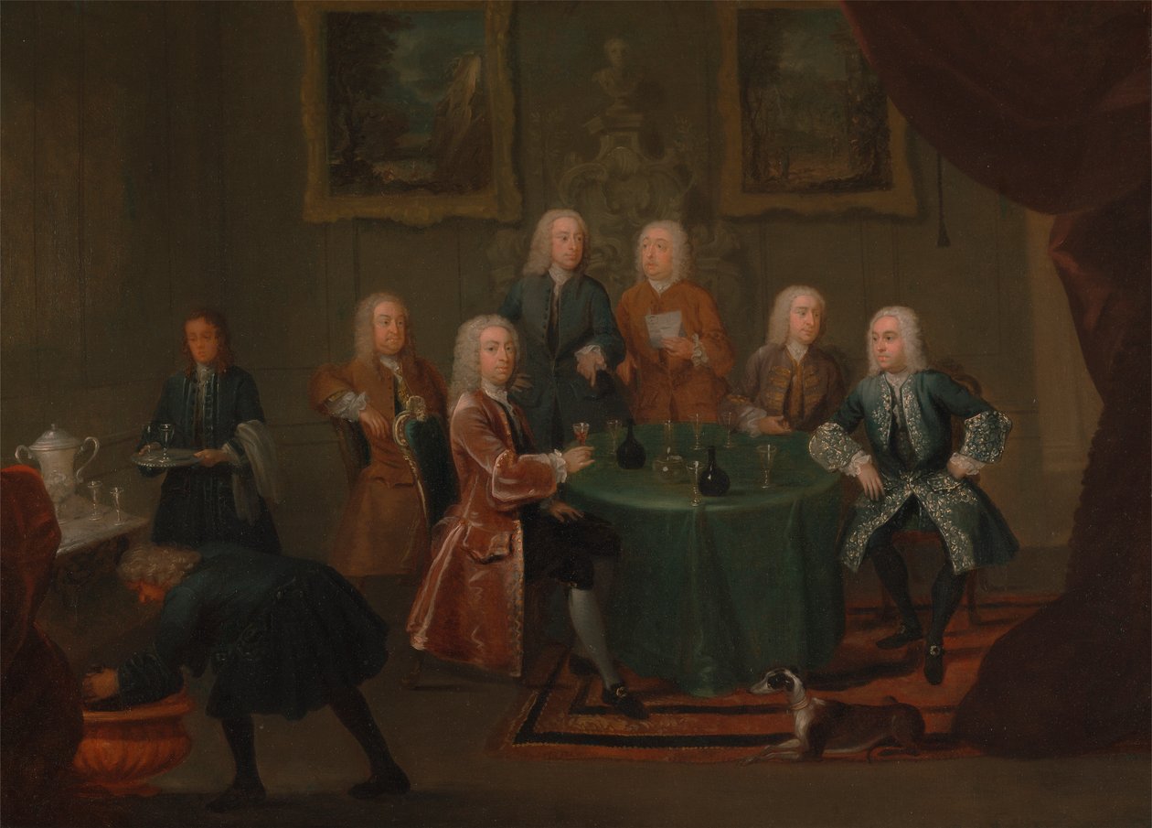 De Gebroeders Clarke met Andere Heren die Wijn Drinken door Gawen Hamilton