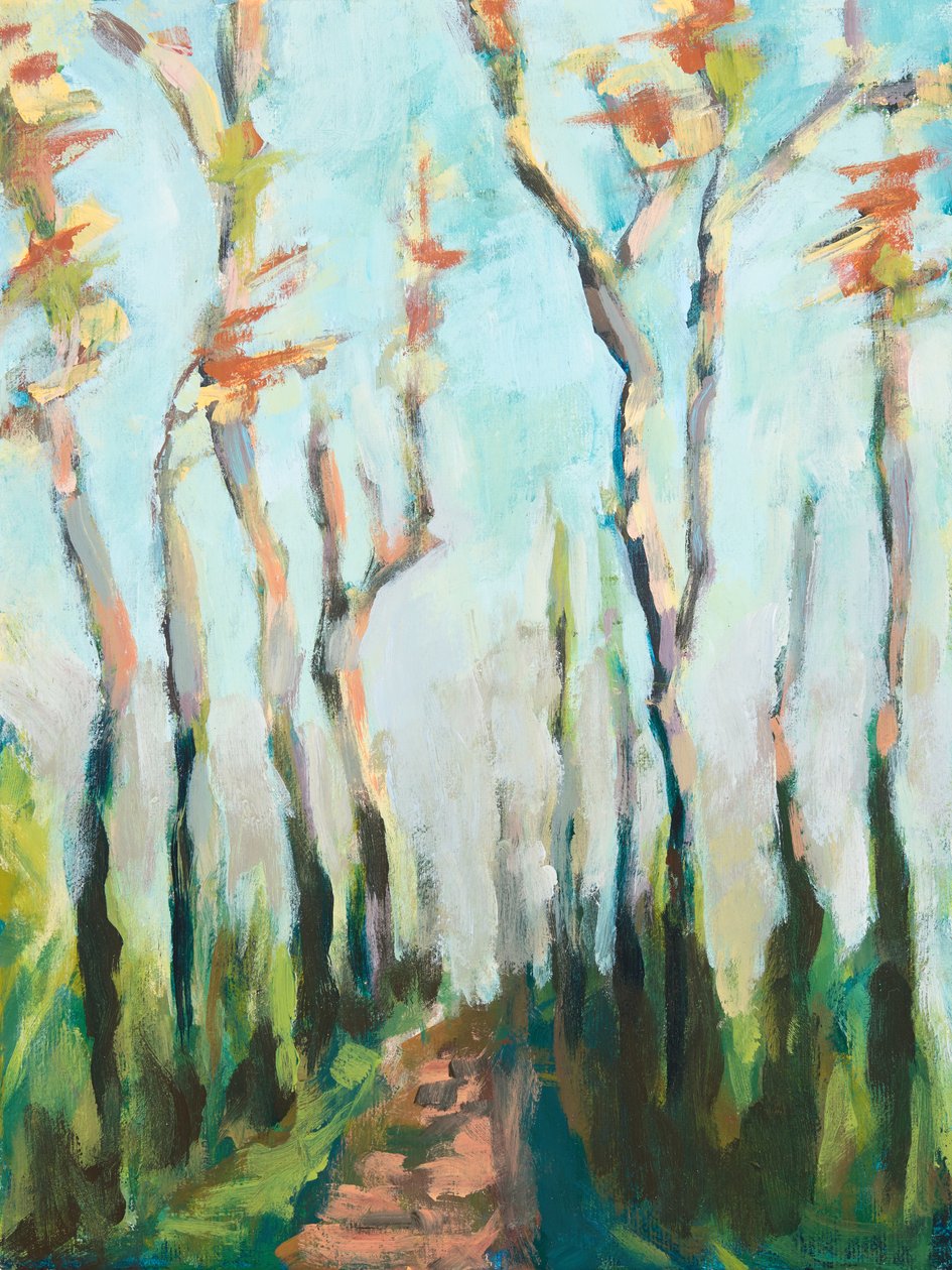 Herfst beukenhout, 2018 (acryl op board) door Genevieve French