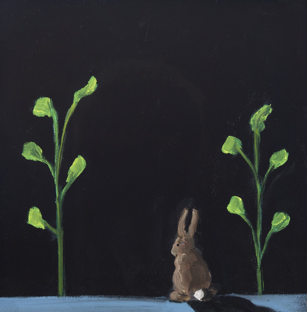 Nachtkonijn, 2019 (olieverf op doek) door Genevieve French