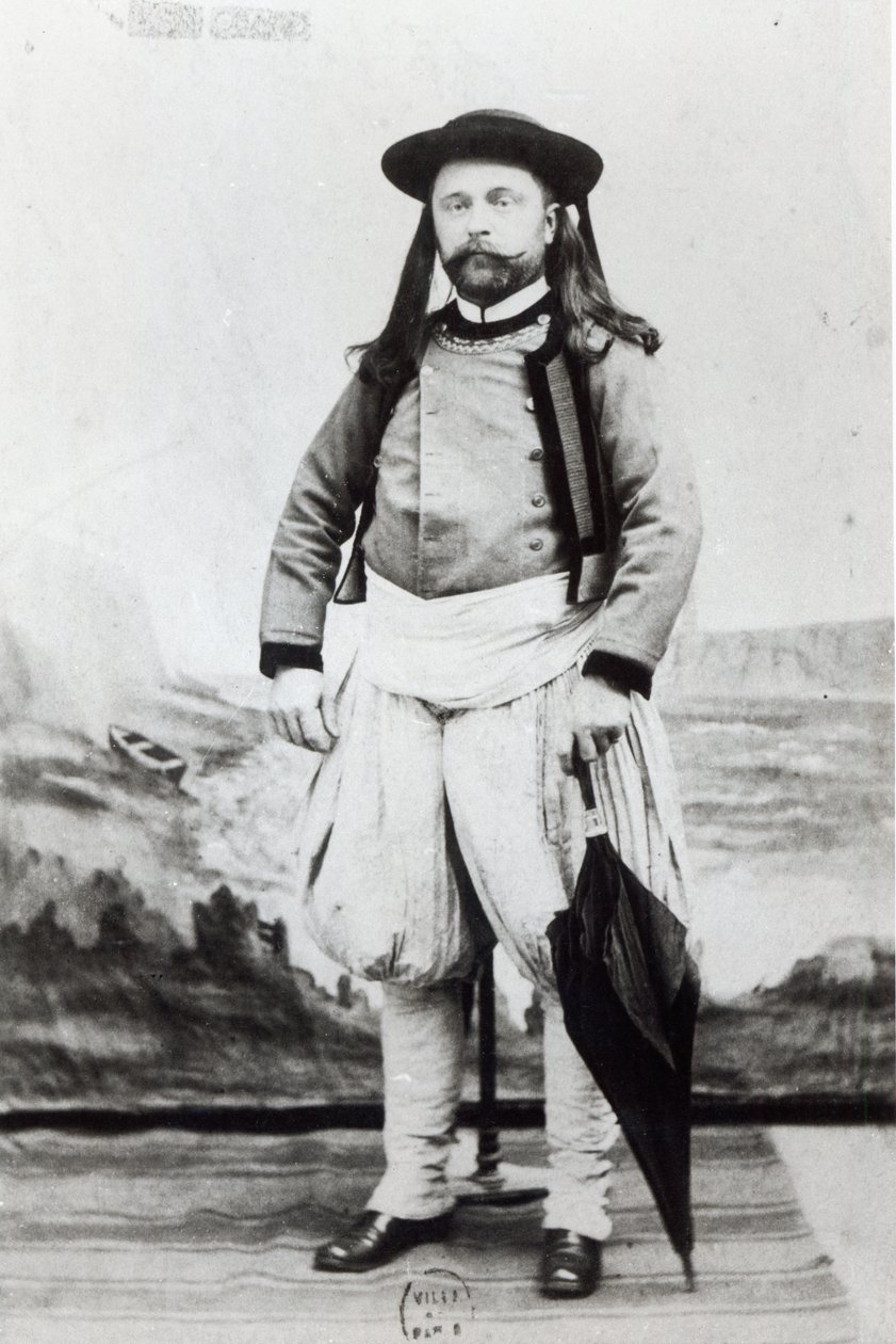 Emile Zola (1840-1902), gefotografeerd in Quimper door Genot