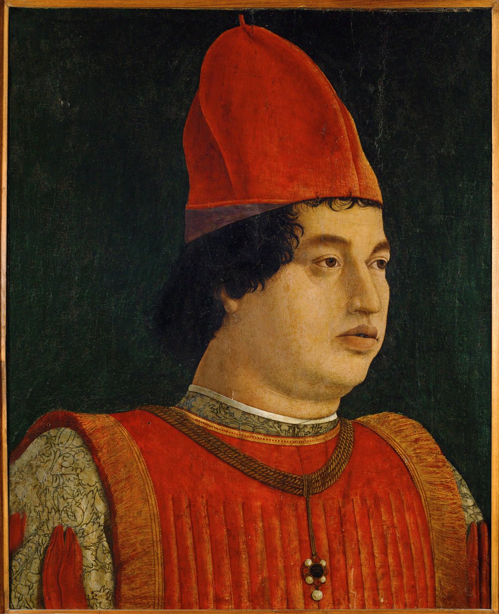 Gianfrancesco Gonzaga, markgraaf, vorst van Mantua ... (olieverf op hout) door Gentile Bellini