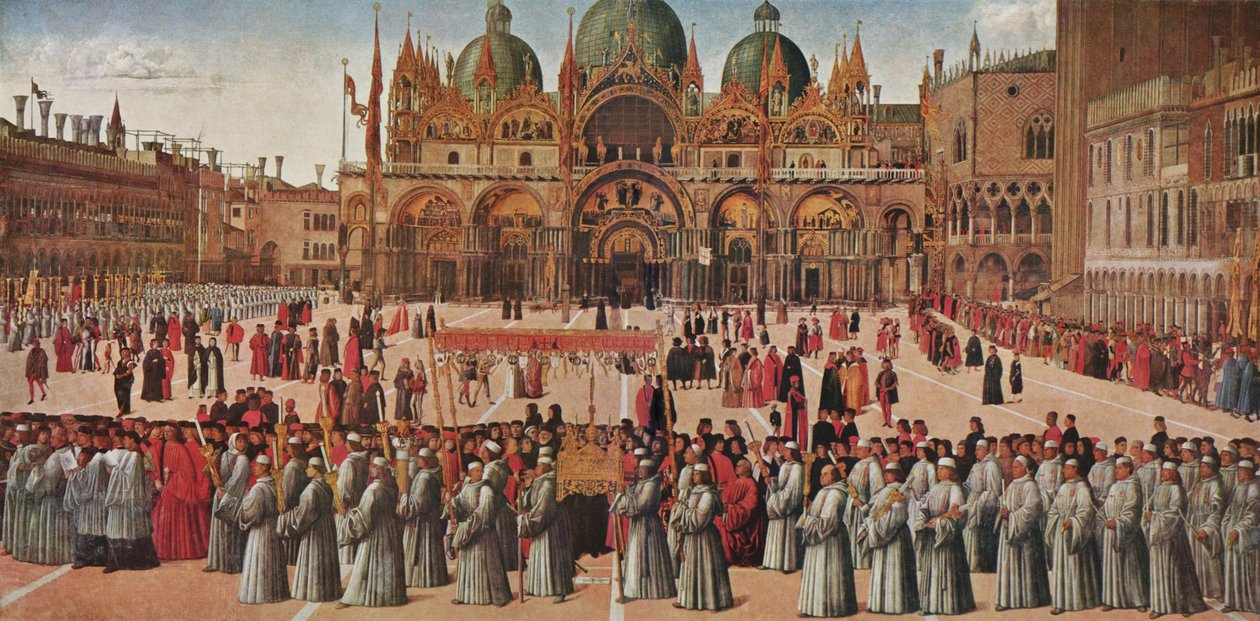 Processie op het San Marcoplein door Gentile Bellini