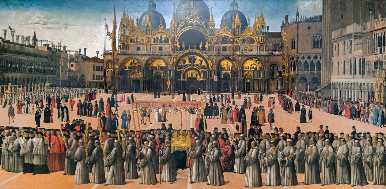 Processie op het Piazza San Marco in Venetië door Gentile Bellini