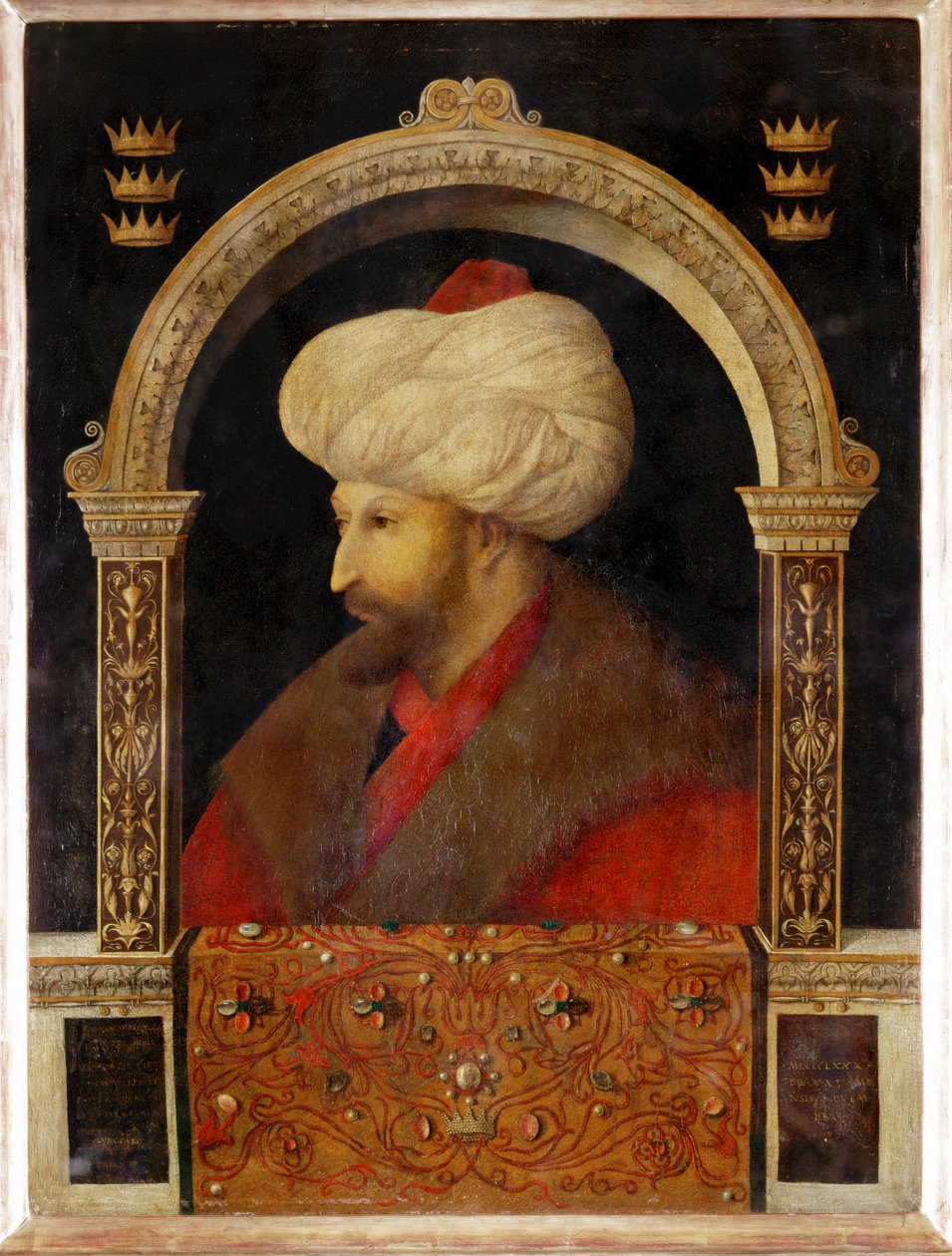 Sultan Mehmet II Fahti, De veroveraar, de sultan van de verovering van Constantinopel ... (olieverf op doek) door Gentile Bellini