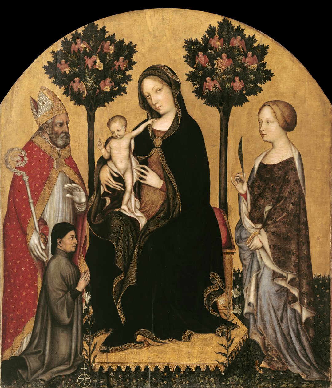 Maria met het Kind op de troon, heiligen en een schenker door Gentile da Fabriano