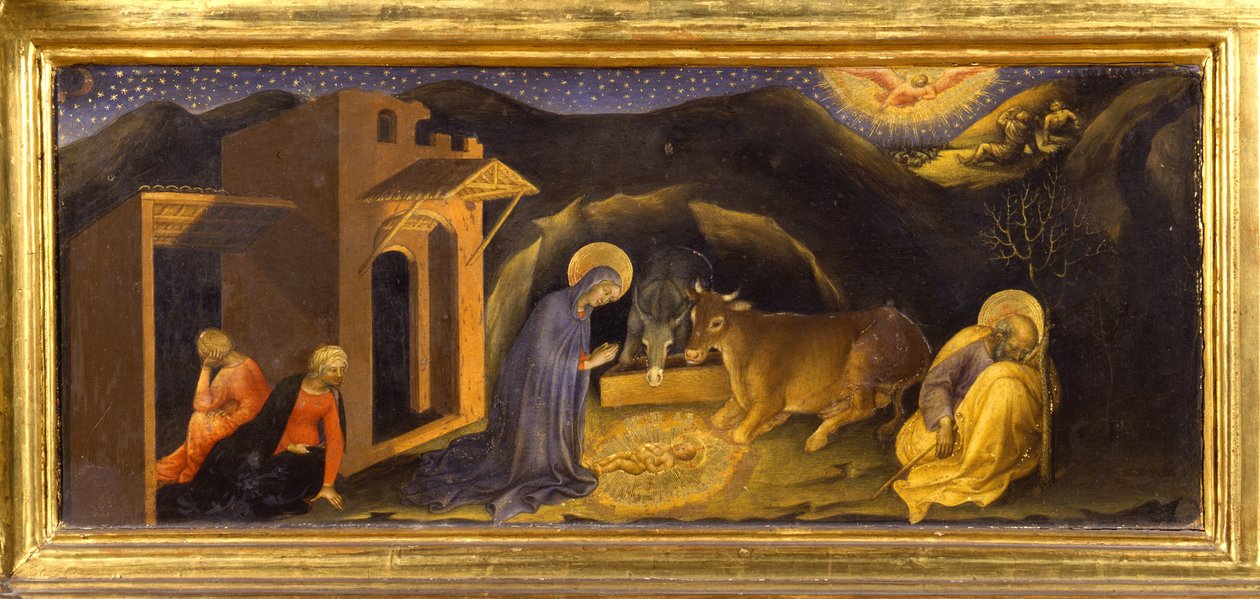 Geboorte (Predella van de Aanbidding der Wijzen, Pala Strozzi) door Gentile da Fabriano