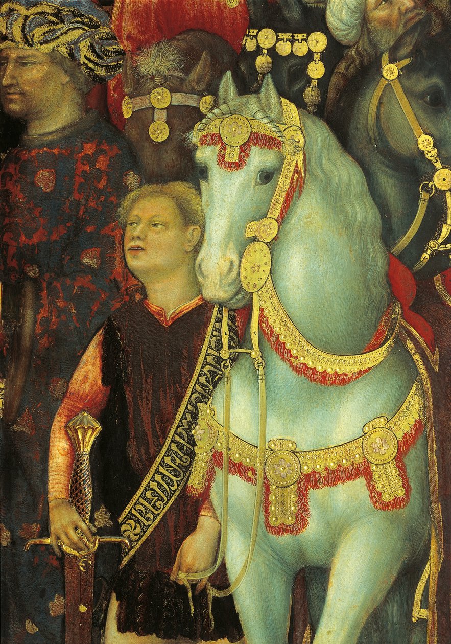 De Aanbidding der Wijzen, detail van paarden door Gentile da Fabriano