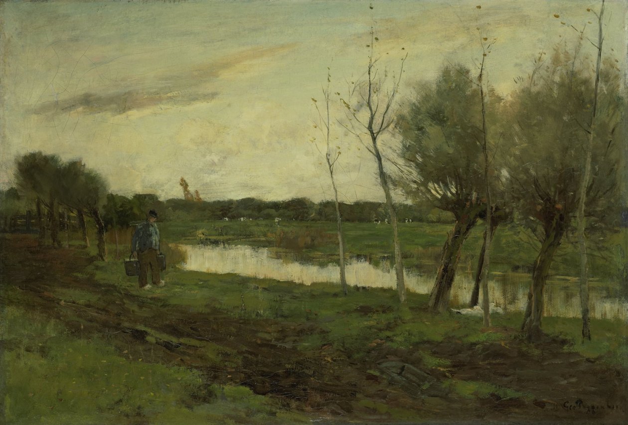 Landschap met een vaart door Geo Poggenbeek