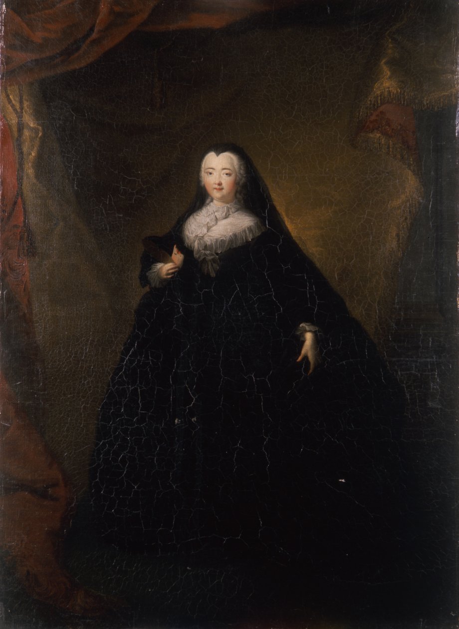 Keizerin Elizabeth in zwarte domino, 1748 door Georg Christoph Grooth