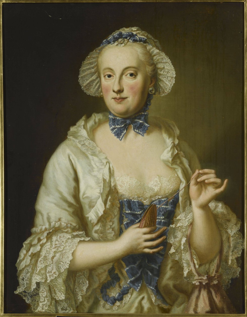 Portret van Prinses Charlotte Amalie van Hessen-Philippsthal (1730-1801) of Maria Anna Sophia van Saksen (1728-1797) door Georg Desmarees