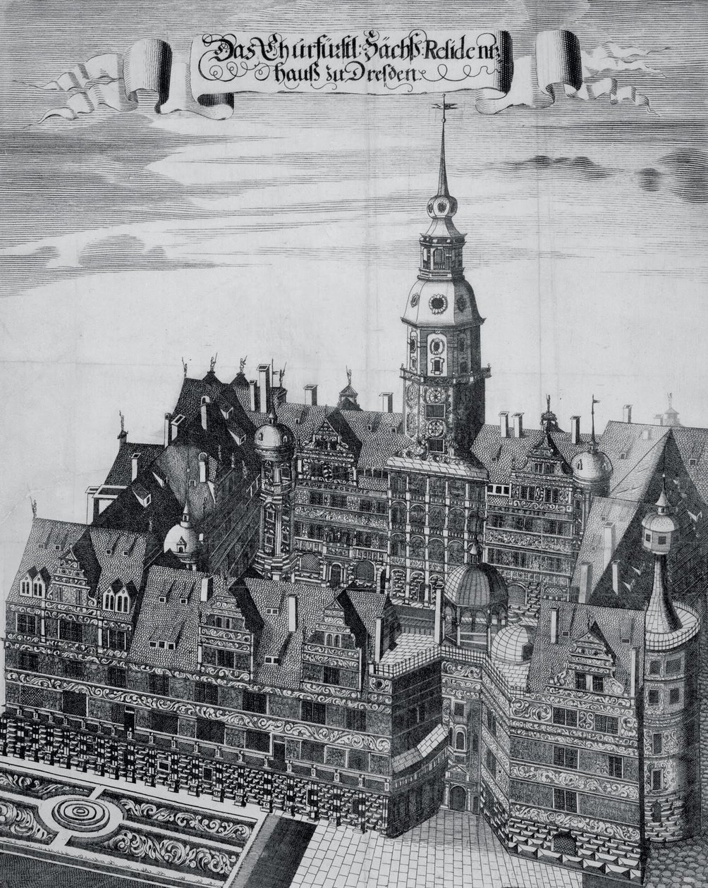 Het keurvorstelijk paleis in Dresden door Georg Jakob Schneider