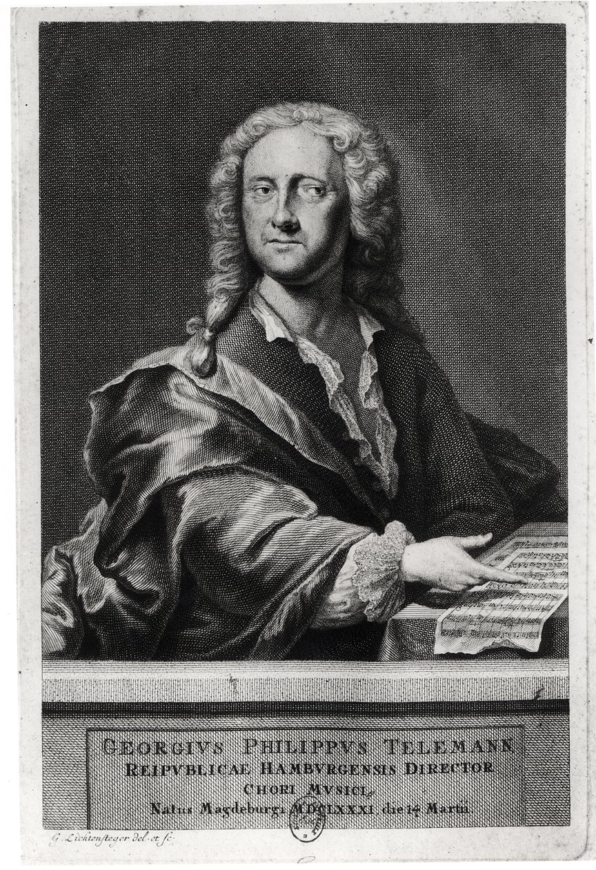 Portret van Georg Philipp Telemann (1681-1757) door Georg Lichtensteger