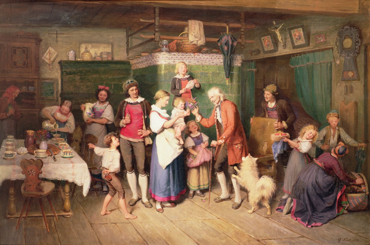 Verjaardagsfeestje van de Baby door Georg Eduard Otto Saal