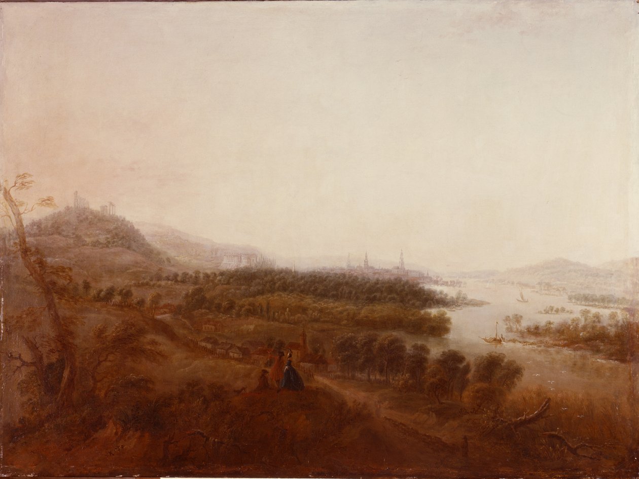 Uitzicht vanaf Schloss Sanssouci, Potsdam, 1750 door Georg Wenzeslaus von Knobelsdorff