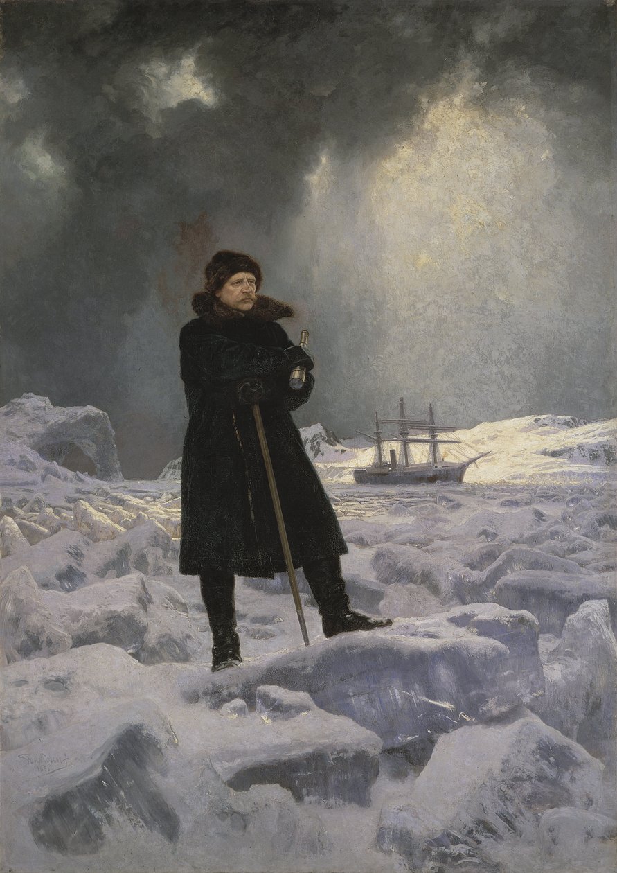 Portret van de Arctische ontdekkingsreiziger Baron Adolf Erik Nordenskioeld door Georg  Rosen