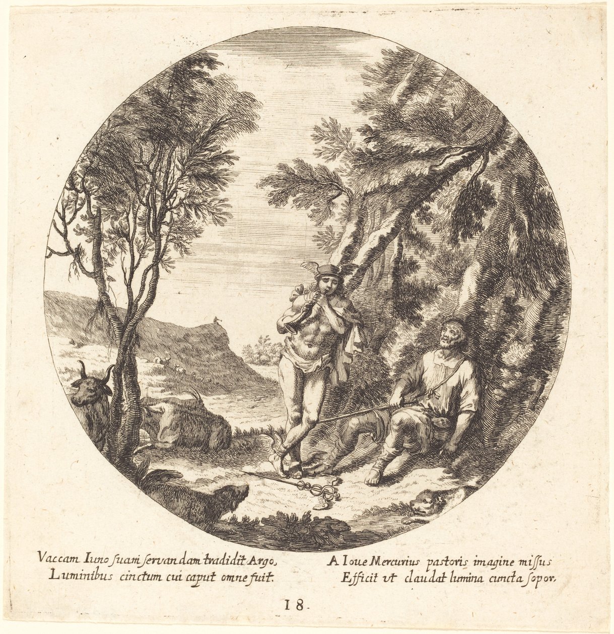 Mercurius sust Argos in slaap door Georg Andreas Wolfgang the Elder