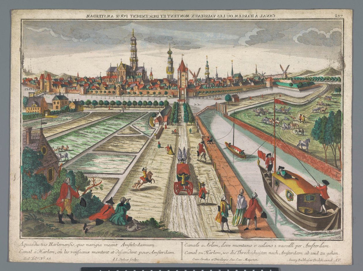 Gezicht op de Amsterdamse Vaart te Haarlem door Georg Balthasar Probst