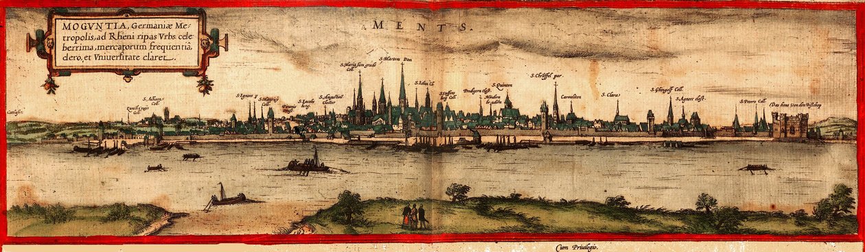 Uitzicht op Mainz, 1572 door Georg Braun und Franz Hogenberg