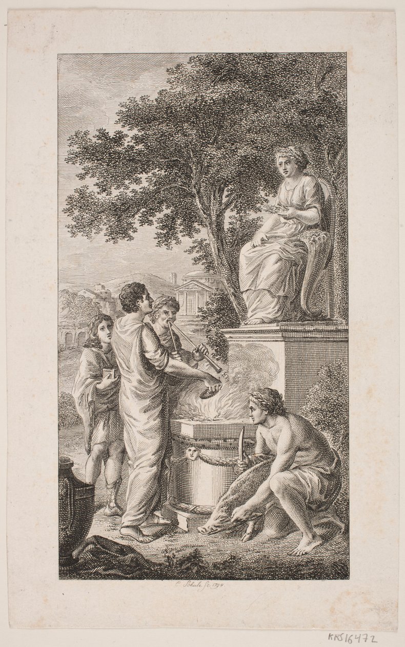 Illustratie met offerscène door Georg Christian Schule