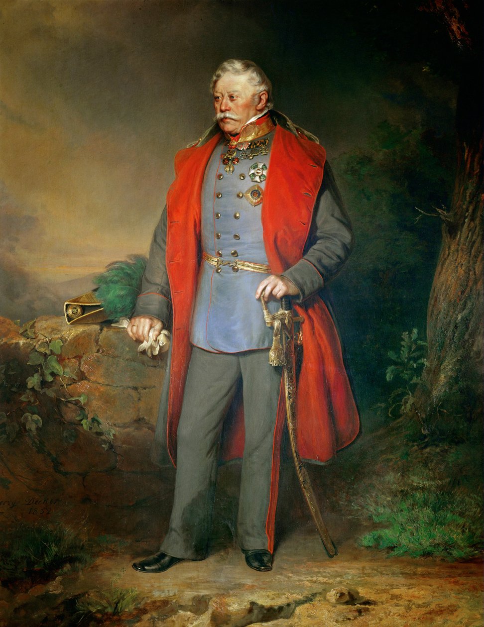 Veldmaarschalk Josef graaf Radetzky, opperbevelhebber tijdens de campagne tegen Italië ... door Georg Decker