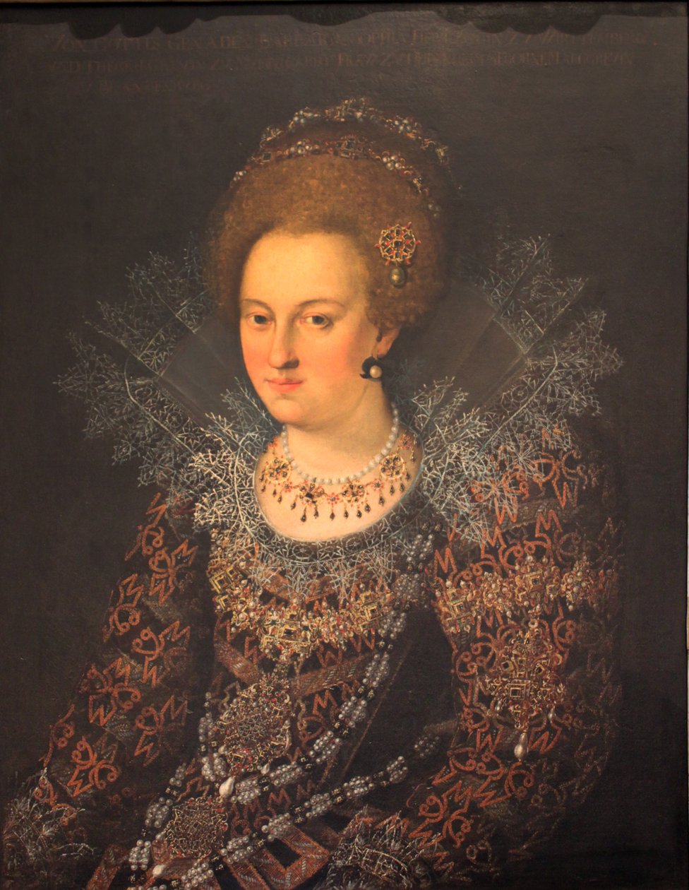 Duits: Portret Barbara Sophia von Brandenburg Portret Barbara Sophie van Brandenburg door Georg Donauer