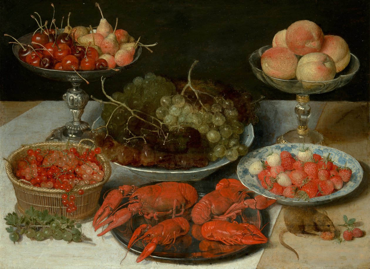 Stilleven met fruit en rivierkreeft door Georg Flegel
