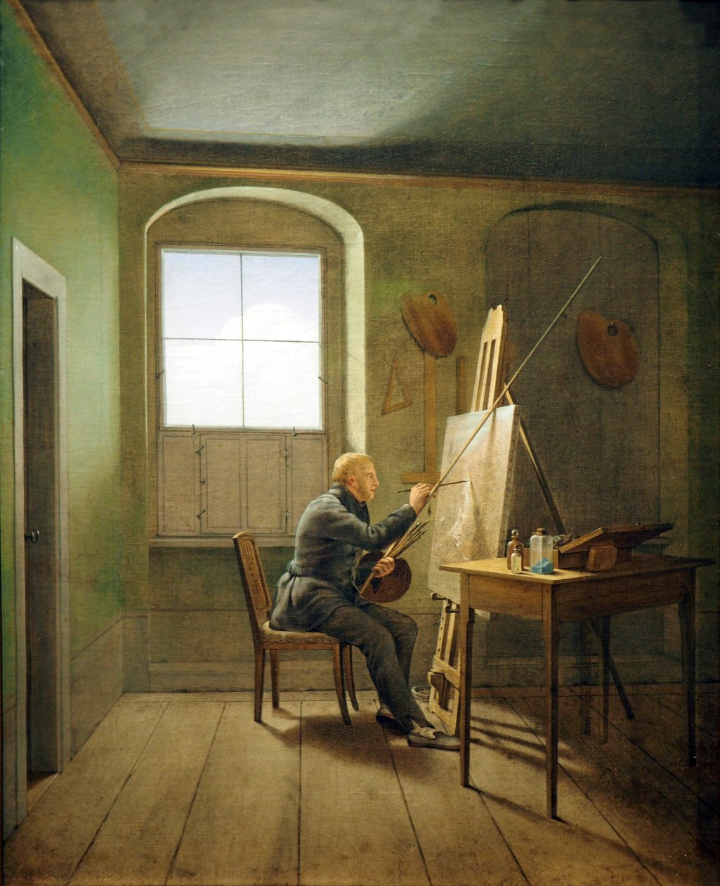 Duits: Caspar David Friedrich in zijn atelier Caspar David Friedrich in zijn atelier (1811) door Georg Friedrich Kersting