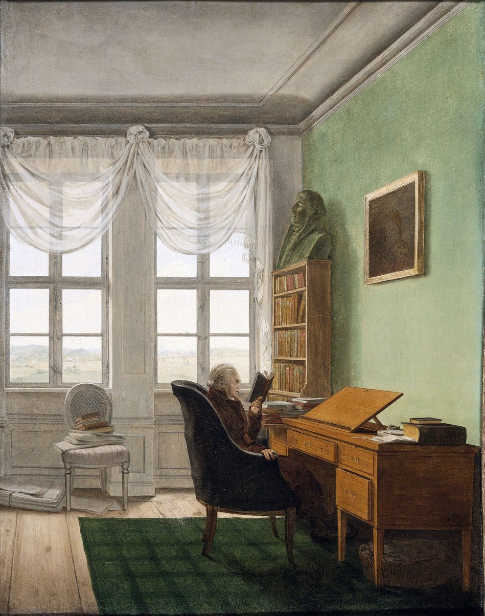 Duits:  Reinhards Studierstube De studeerkamer van kappelaan Reinhard door Georg Friedrich Kersting