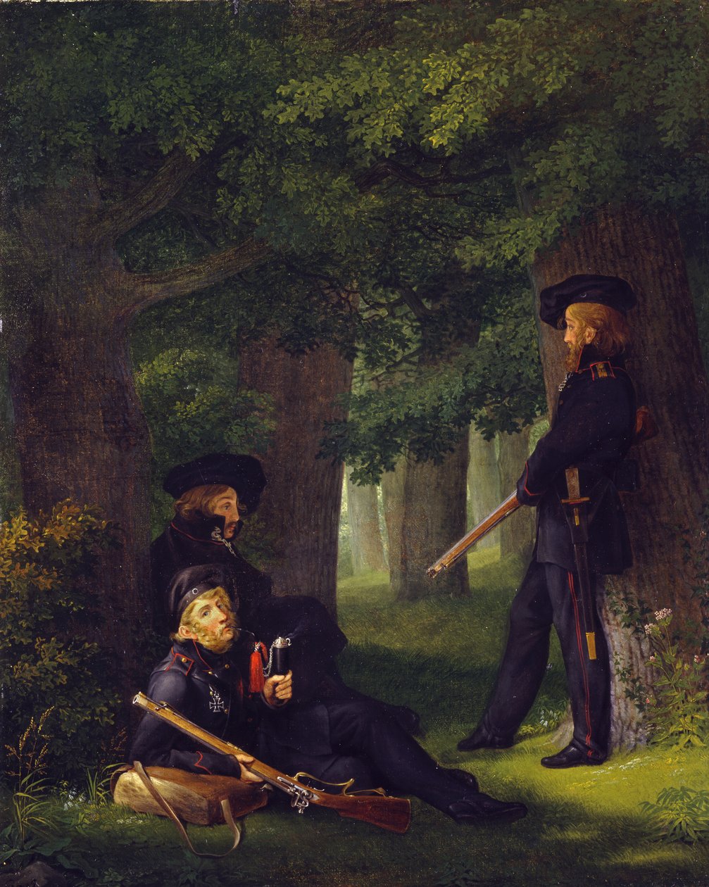Theodor Körner, Friedrich Friesen en Heinrich Hartmann op wachtdienst door Georg Friedrich Kersting