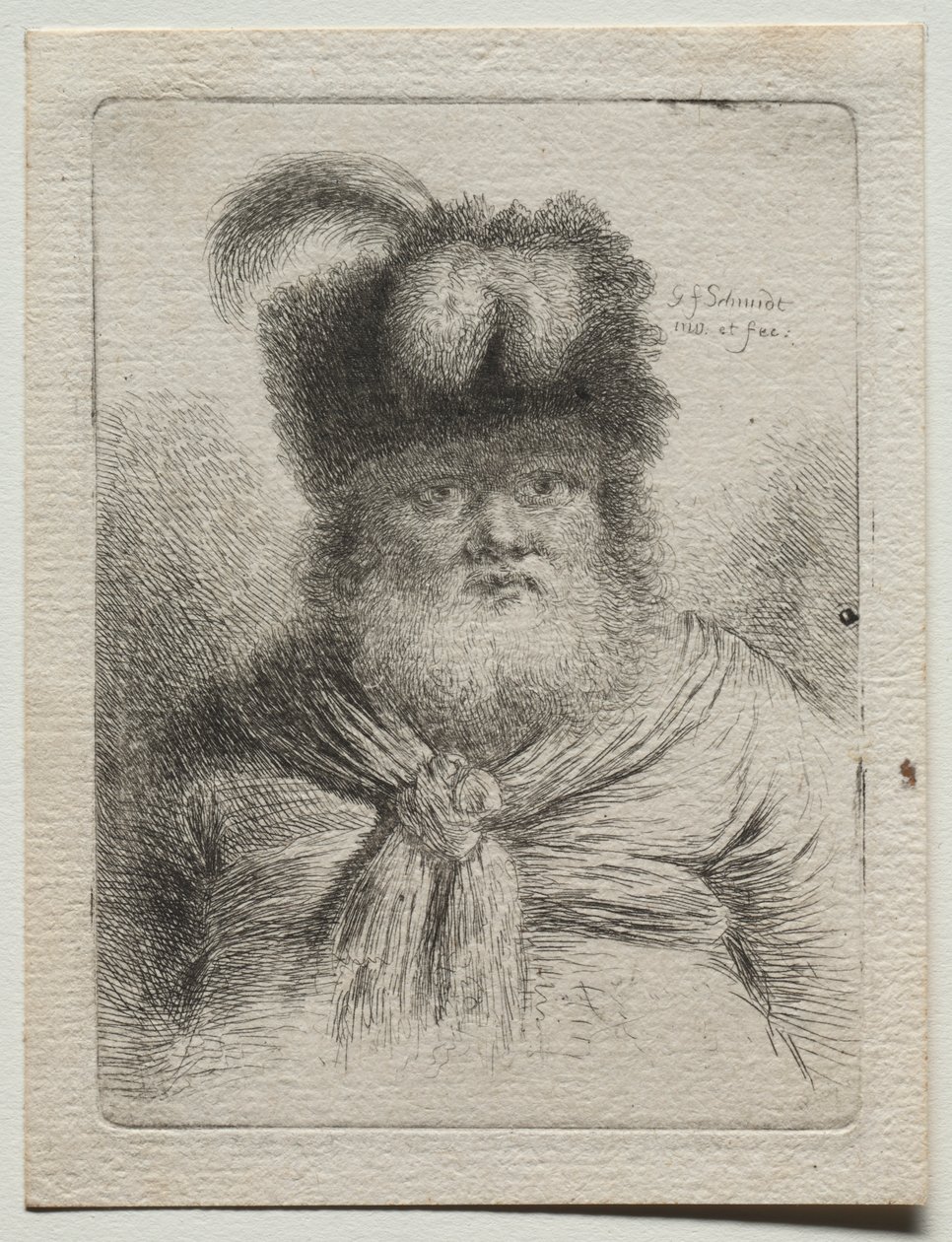 Oude Man met een Bontmuts door Georg Friedrich Schmidt