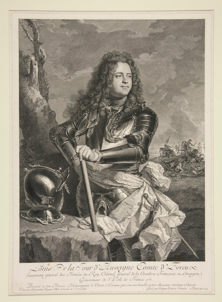 Portret van Louis de la tour d door Georg Friedrich Schmidt