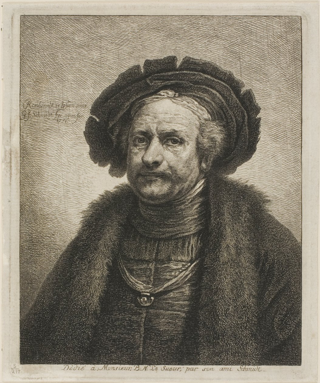Portret van Rembrandt door Georg Friedrich Schmidt