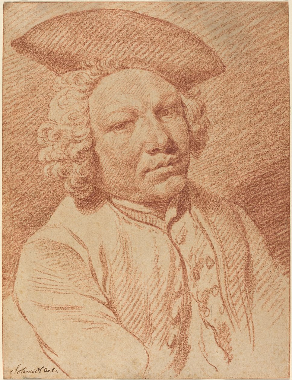 Portret van een Man met een Driekantige Hoed door Georg Friedrich Schmidt