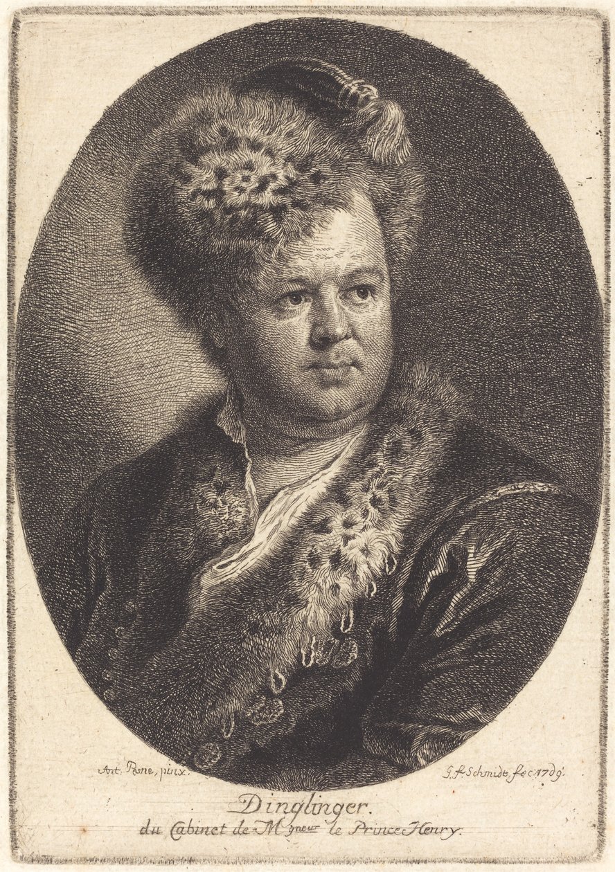 Johann Melchior Dinglinger door Georg Friedrich Schmidt after Antoine Pesne