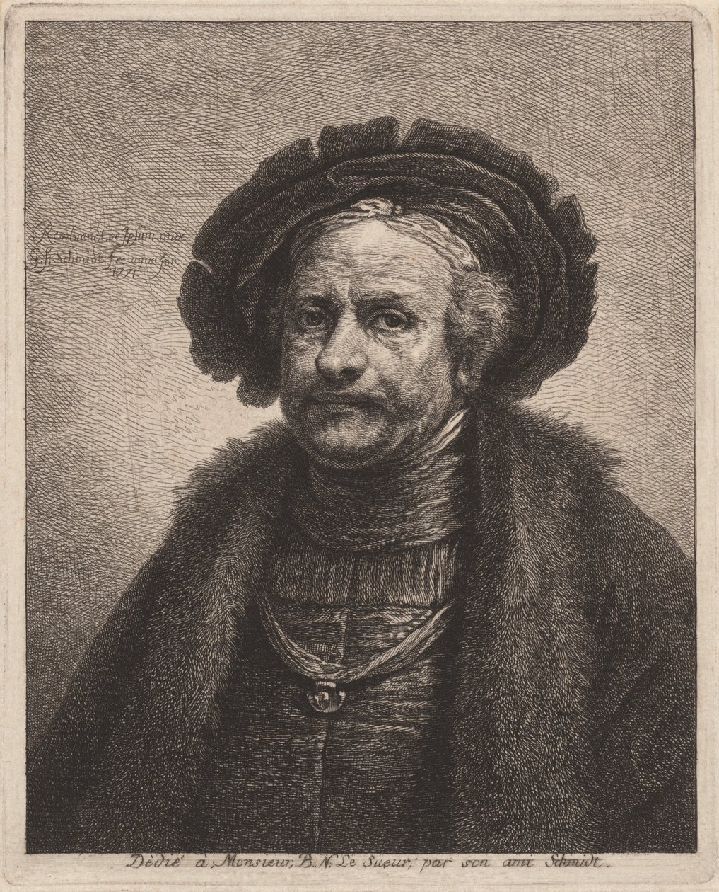 Zelfportret van Rembrandt door Georg Friedrich Schmidt, after Rembrandt van Rijn