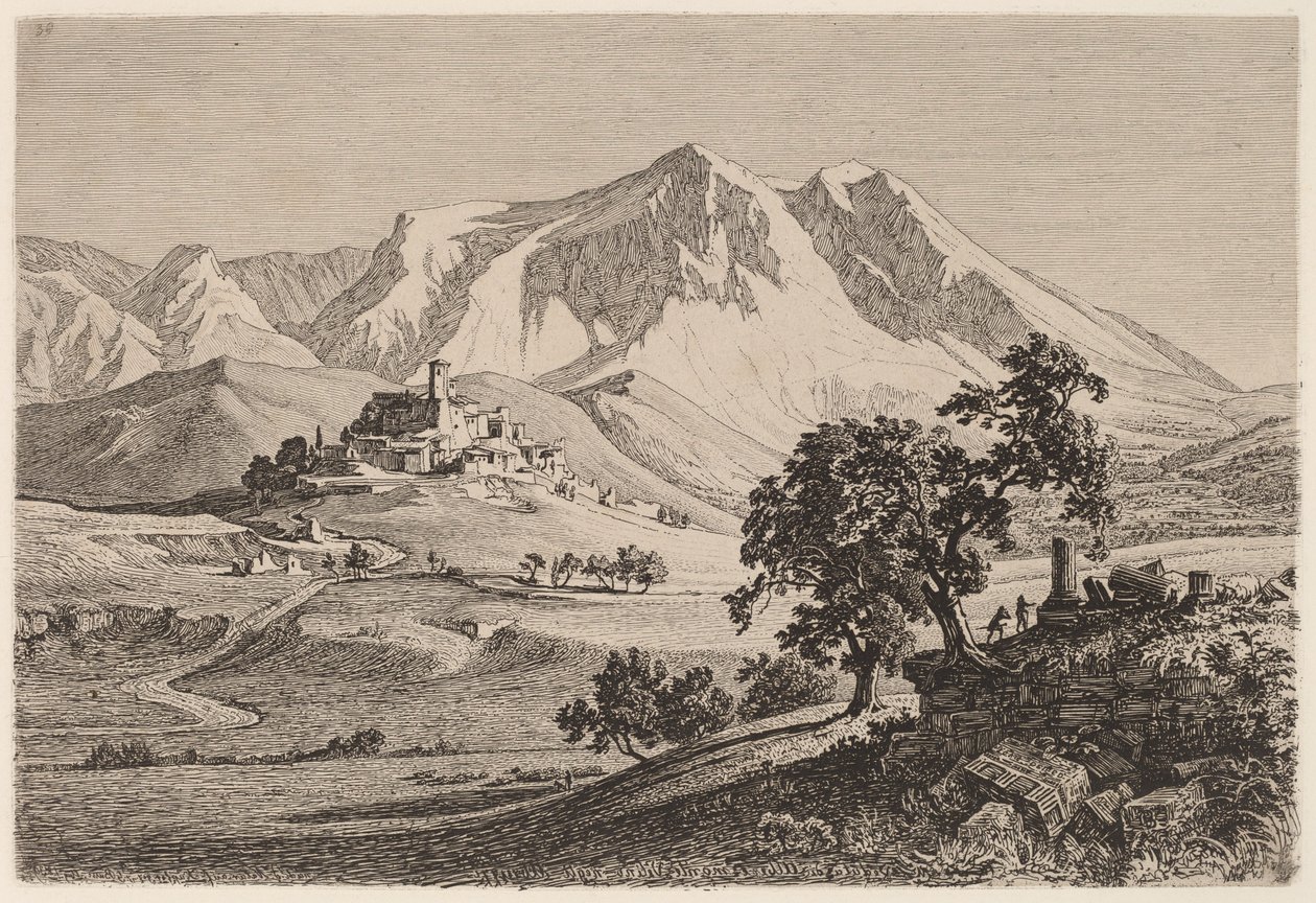 Veduta di Albe e Monte Velino negli Abruzzi door Georg Heinrich Busse