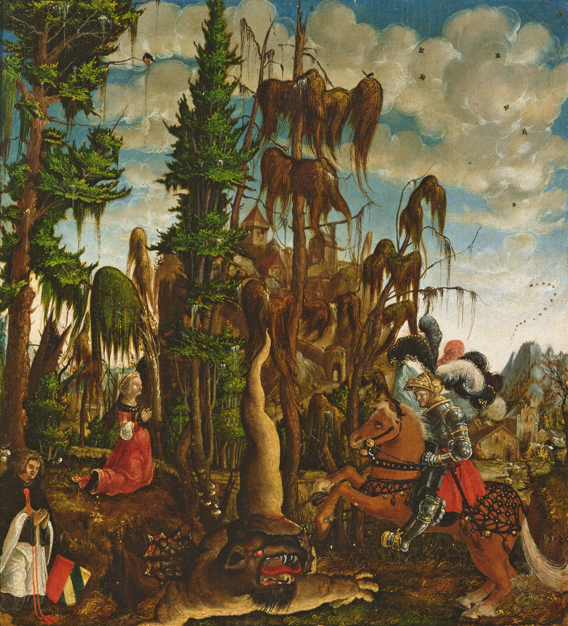 St. George redt de prinses van de draak, 1520 door Georg Lemberger