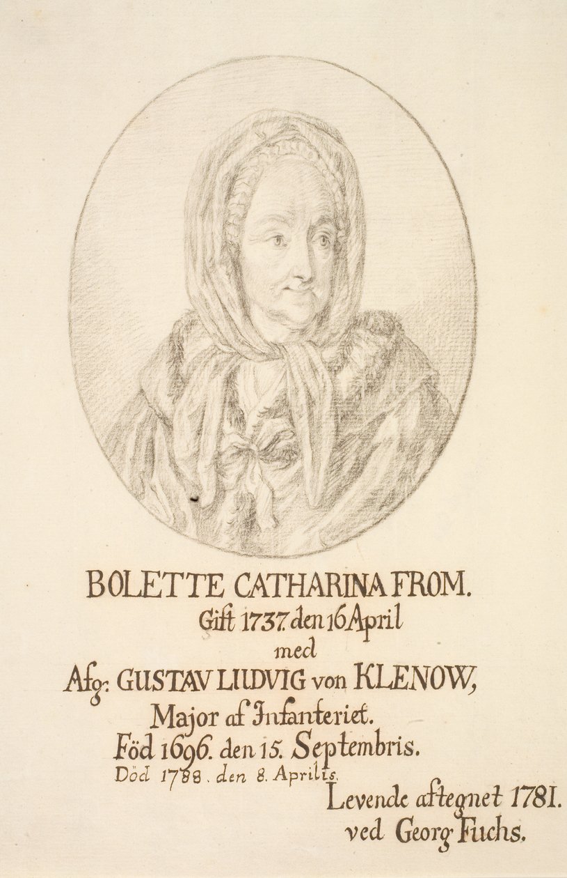 Portret van Bolette Catharina From door Georg Mathias Fuchs