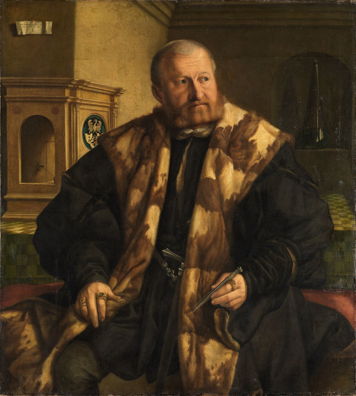 Portret van Jörg Herz, muntmeester van Neurenberg door Georg Pencz