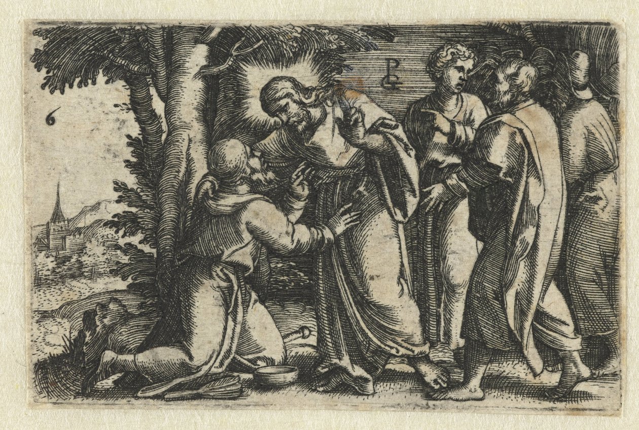 Christus geneest een melaatse, Leven van Christus (serie titel) door Georg Pencz