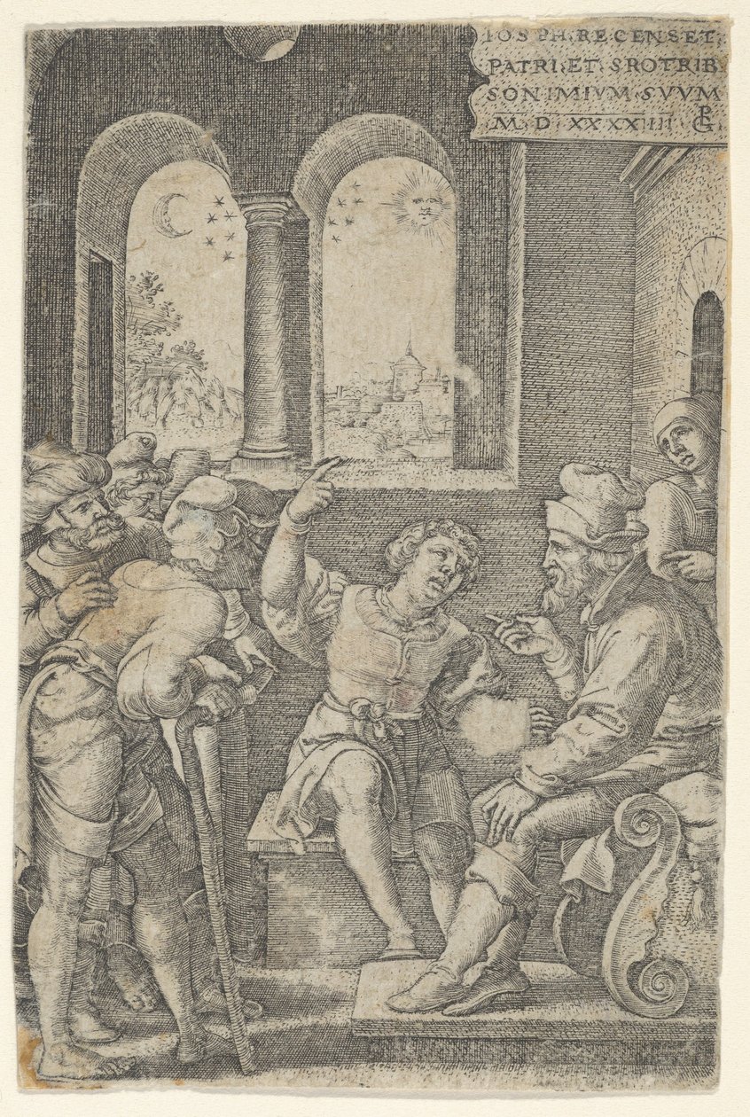 Jozef Beschrijft Zijn Droom, uit Het Verhaal van Jozef, 1544 door Georg Pencz