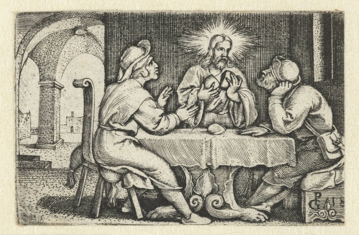 Maaltijd in Emmaüs door Georg Pencz