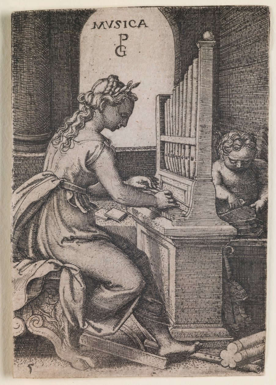 Musica, uit de serie "De vrije kunsten", ca.1541 (gravure) door Georg Pencz