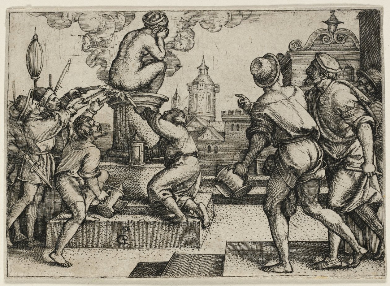 De Gestrafte Courtisane, uit Het Verhaal van de Tovenaar Virgil door Georg Pencz