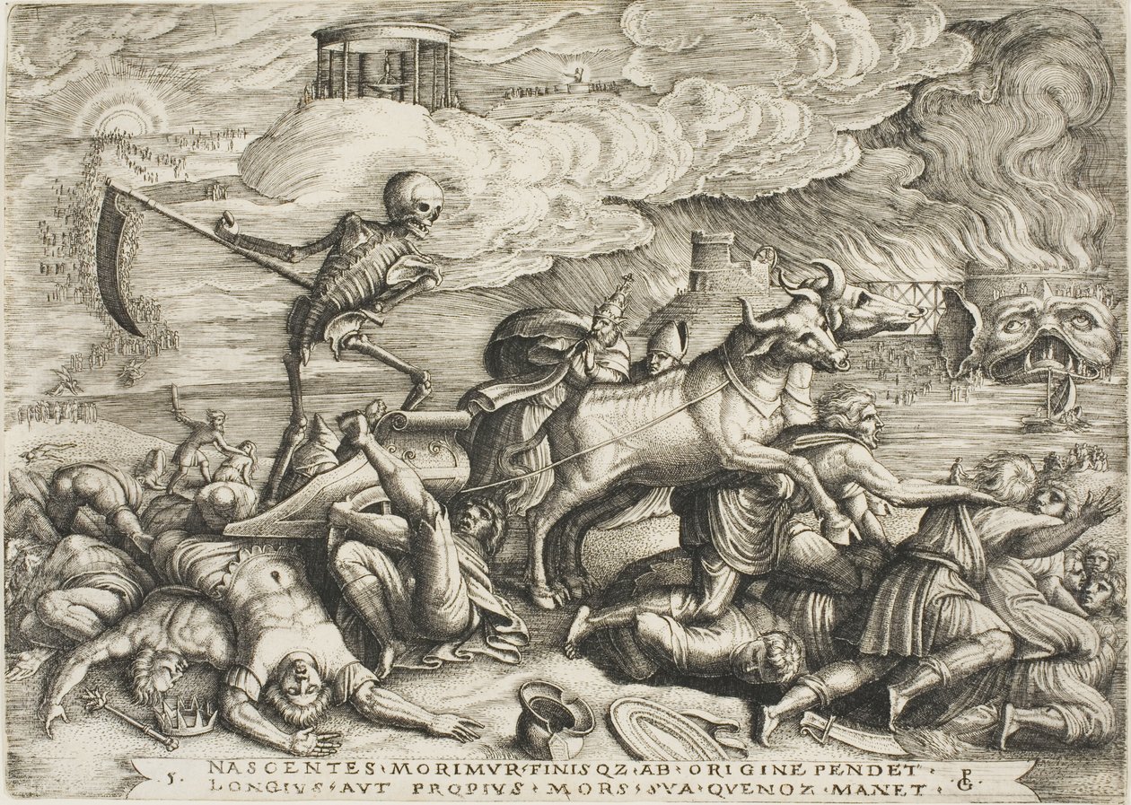De Triomf van de Dood, plaat vijf uit De Triomfen van Petrarca door Georg Pencz