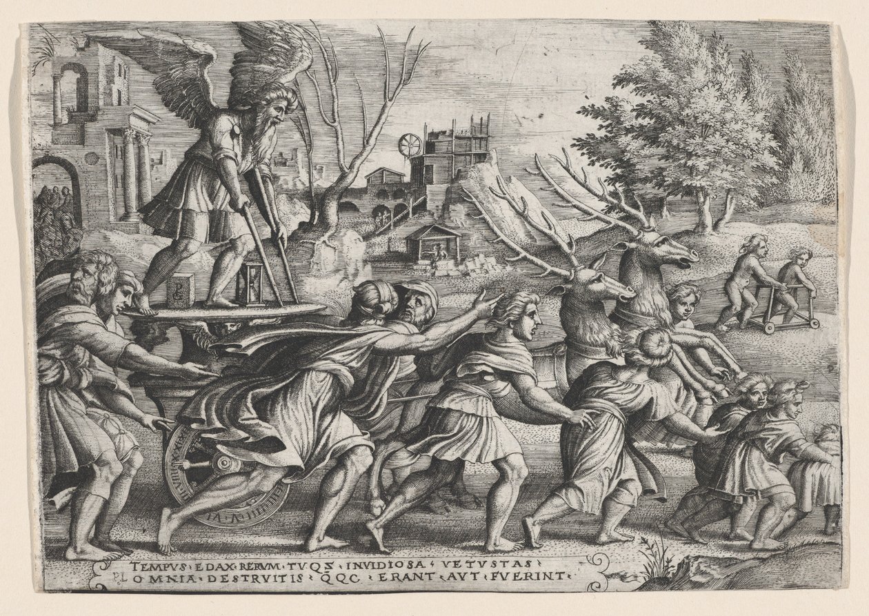 De Triomf van de Tijd op Roem, uit De Triomfen van Petrarca door Georg Pencz