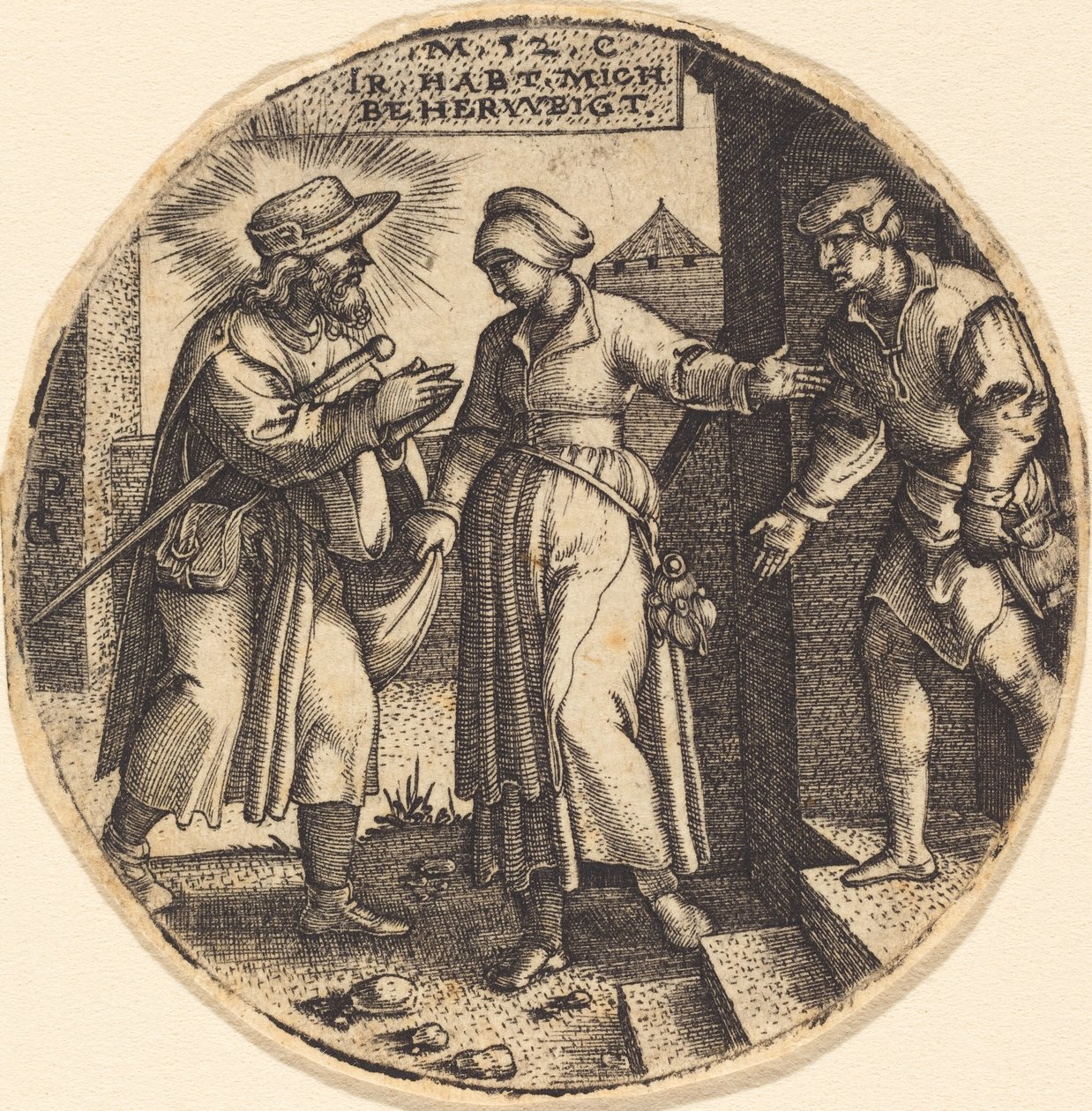 Om de pelgrims te huisvesten door Georg Pencz