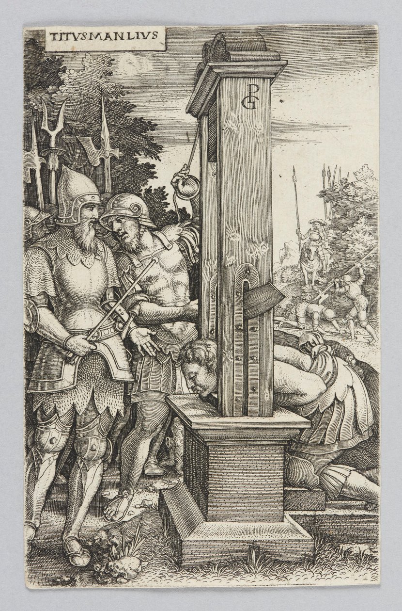 Titus Manlius woont de executie van zijn zoon bij door Georg Pencz